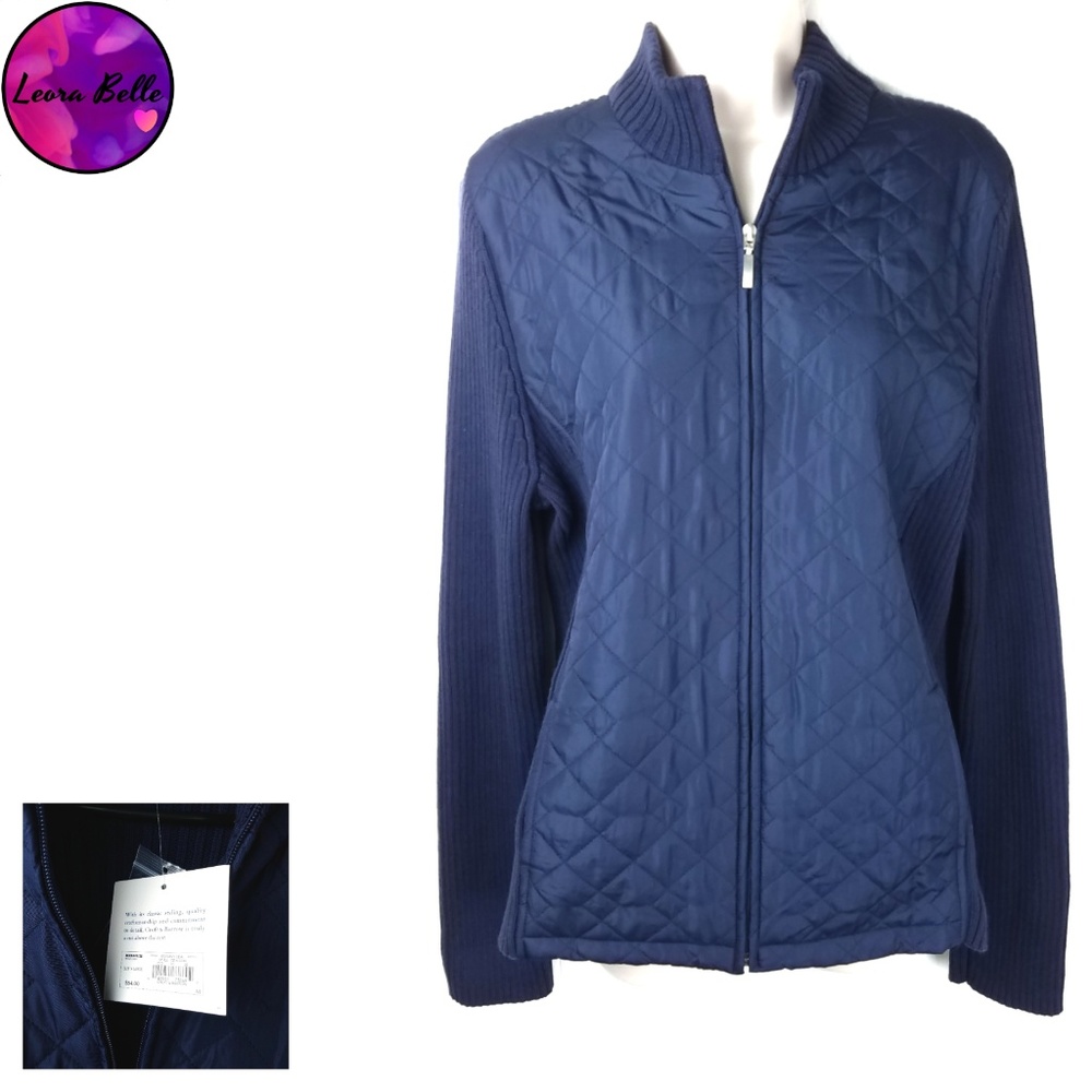 NWT Croft and Barrow XL Navy Blue Zip Up Sweater